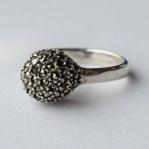 Sterling Silver Marcasite Gem Ball Band Ring Sz 6